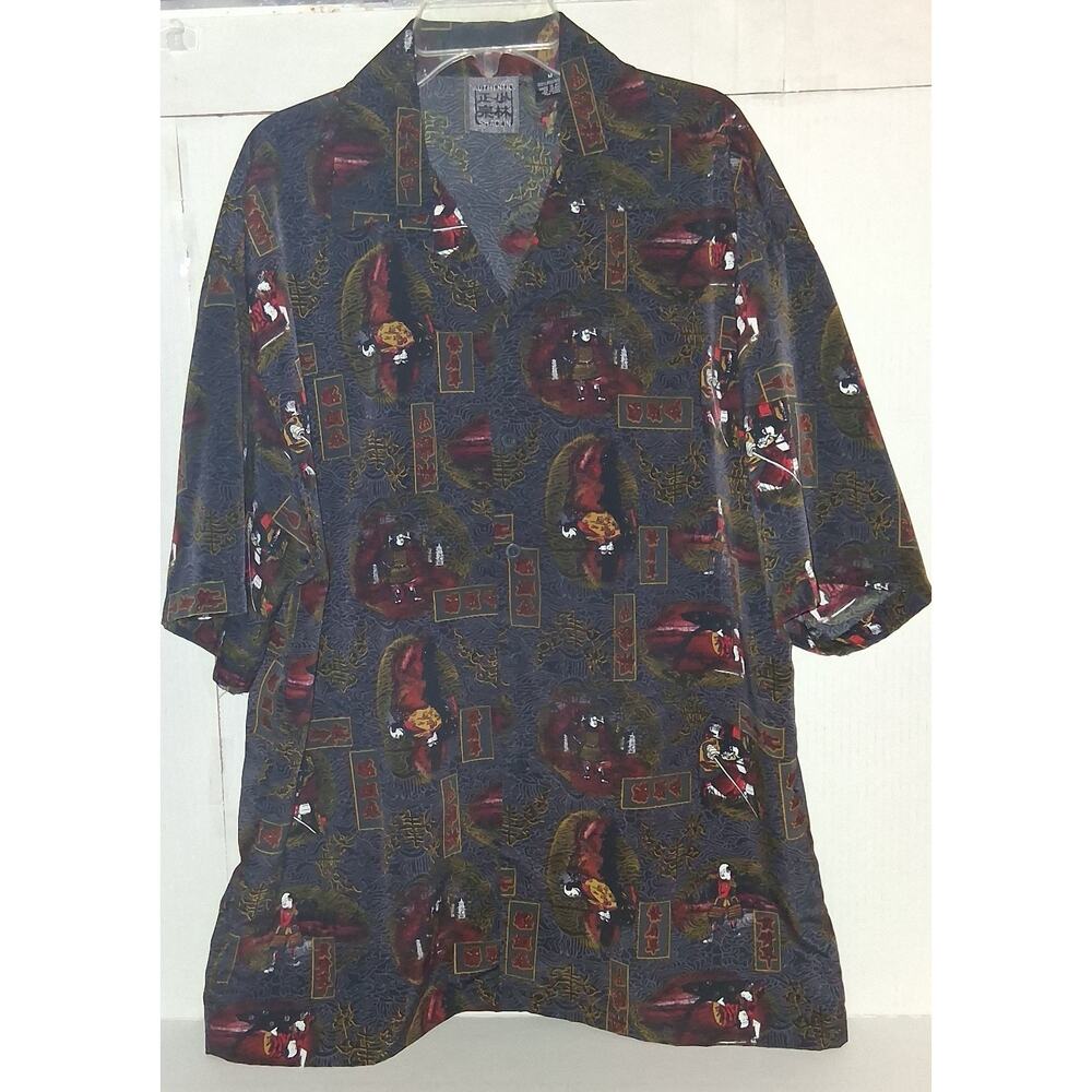 Vintage Y2K Authentic Shaolin Asian Samari Short Sleeve Men Shirt Size M